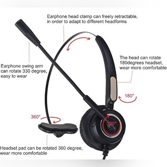 NIB TRIPRO 4-Pin RJ9 Telephone Headset for Landline Desk Phones (H510-RJ) - Picture 9 of 11